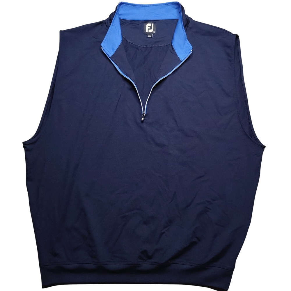 FootJoy Golf Vest Mens 2XL Blue 1/4 Zip Mock Neck Stretch Performance Casual
